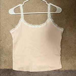 Hollister Cream Fitted Camisole with Lace Trim